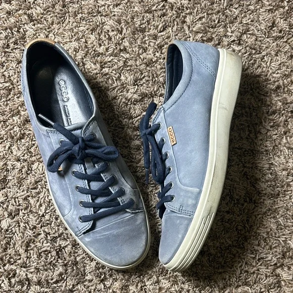 ECCO Danish Design Men's Blue Gray Leather Sneakers Size EU 46 US 12 - Picture 1 of 6